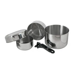 Basic Nature BIWAK EDELSTAHL, 3 Campinggeschirr NOCOLOR